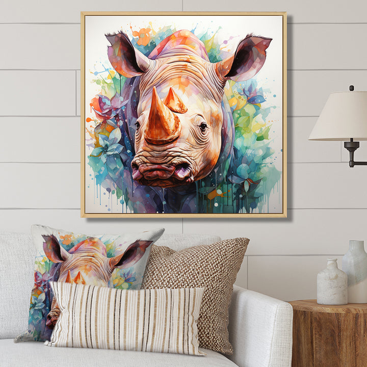 Innocent Rhino portrait - Rhinoceros Living Room Wall Art