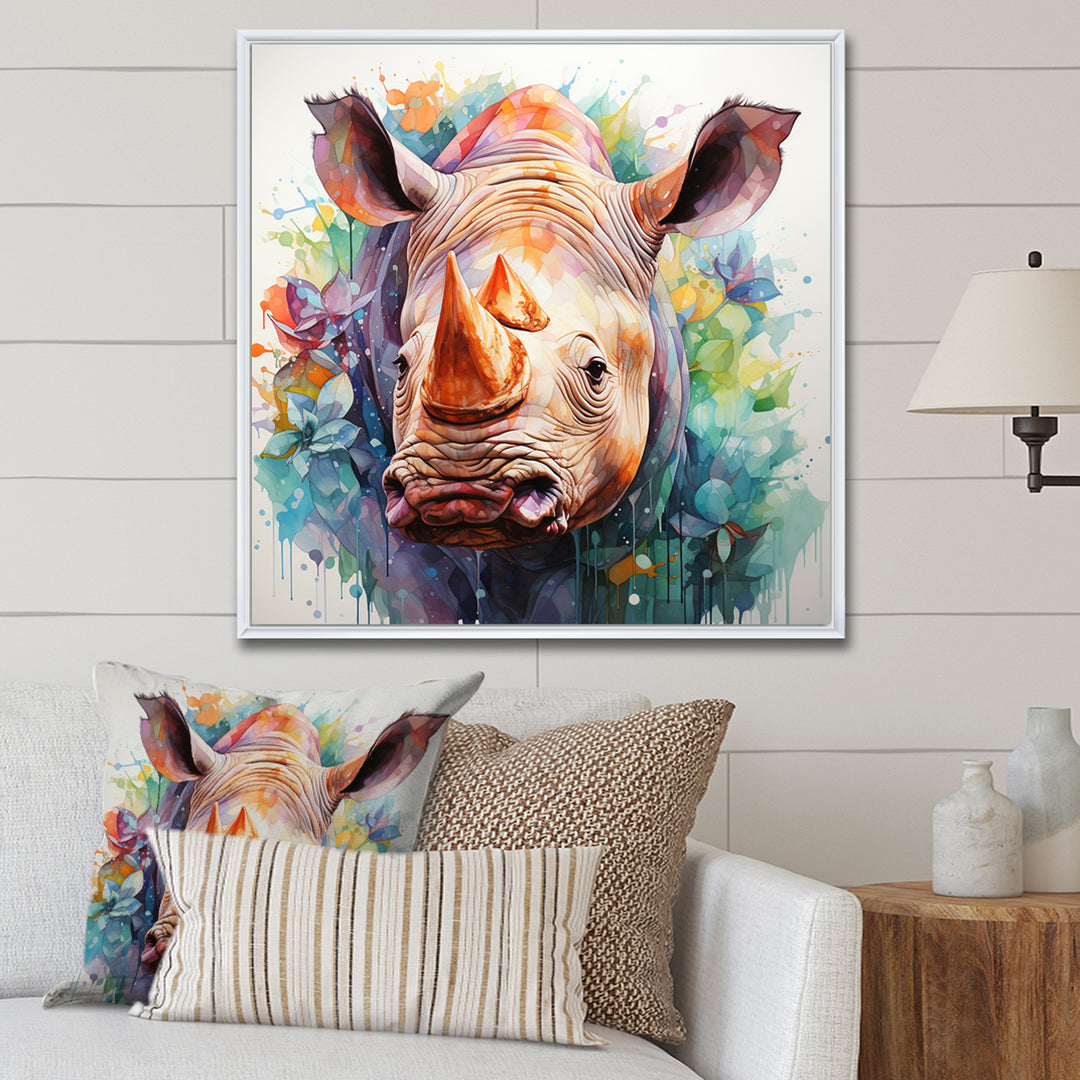Innocent Rhino portrait - Rhinoceros Living Room Wall Art
