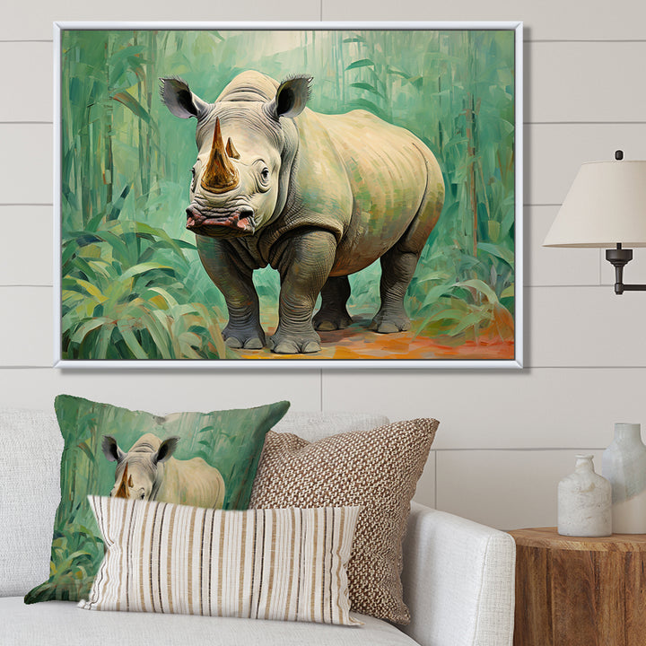 Rhinoceros jungle horizon - Rhinoceros Canvas Wall Art