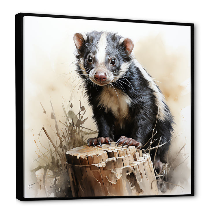 Black Playful Skunk meadows - Skunk Wall Art Prints