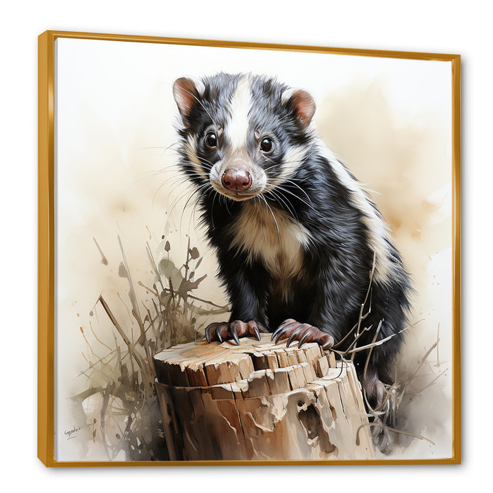 Black Playful Skunk meadows - Skunk Wall Art Prints