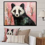 Playful black Skunk on pink - Skunk Wall Art Prints