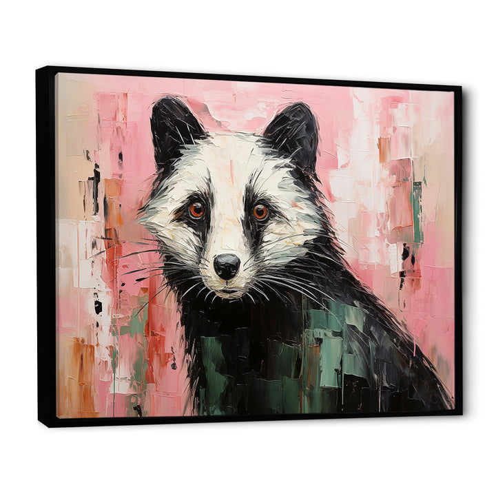 Playful black Skunk on pink - Skunk Wall Art Prints