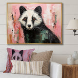 Playful black Skunk on pink - Skunk Wall Art Prints