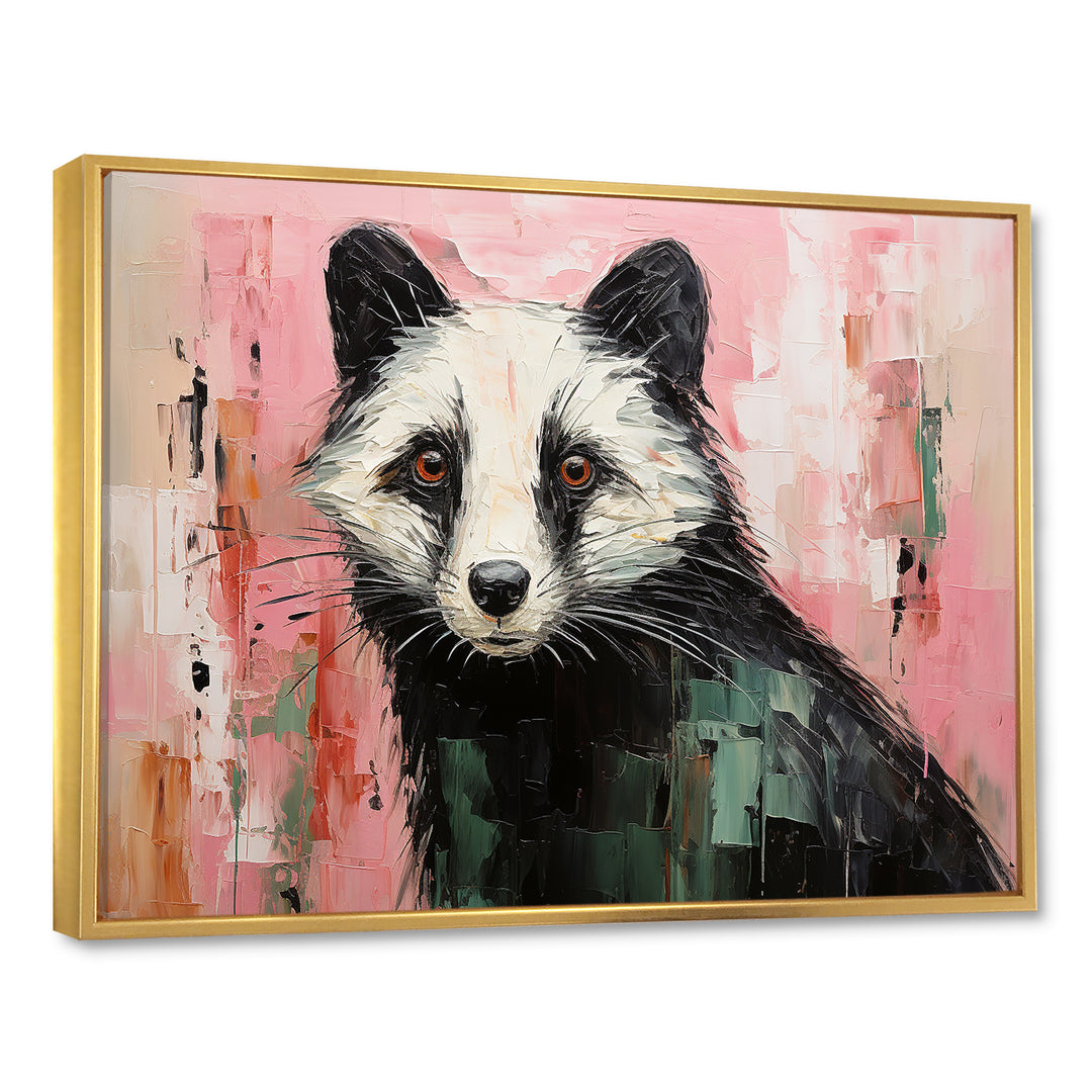 Playful black Skunk on pink - Skunk Wall Art Prints