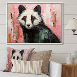 Playful black Skunk on pink - Skunk Wall Art Prints