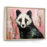 Playful black Skunk on pink - Skunk Wall Art Prints