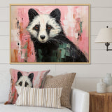 Playful black Skunk on pink - Skunk Wall Art Prints