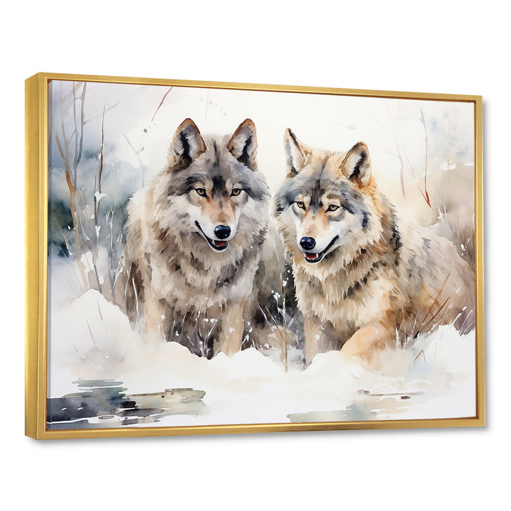 Forest Wolves in winter landscape - Wolf Canvas Wall Art