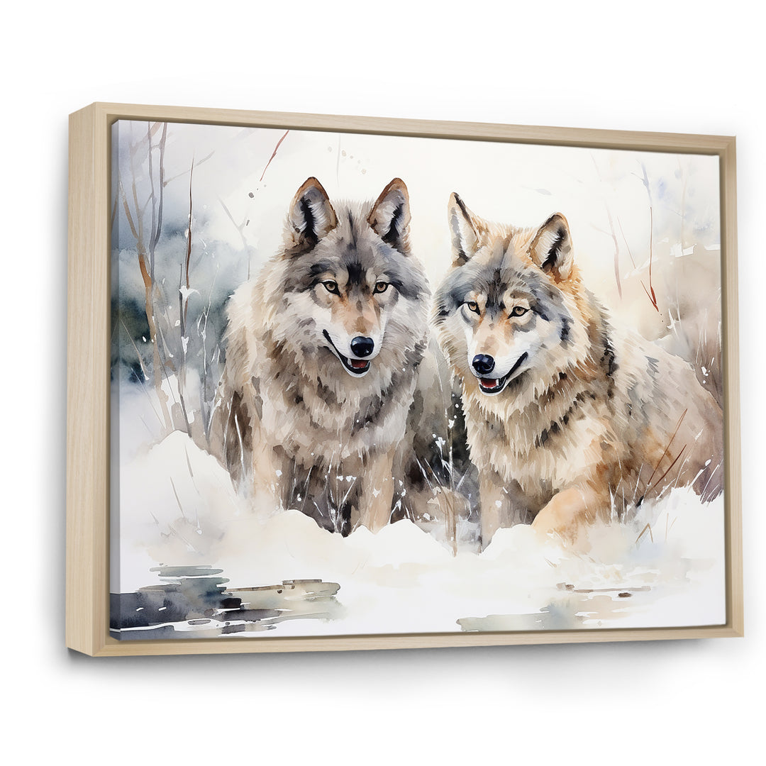 Forest Wolves in winter landscape - Wolf Canvas Wall Art