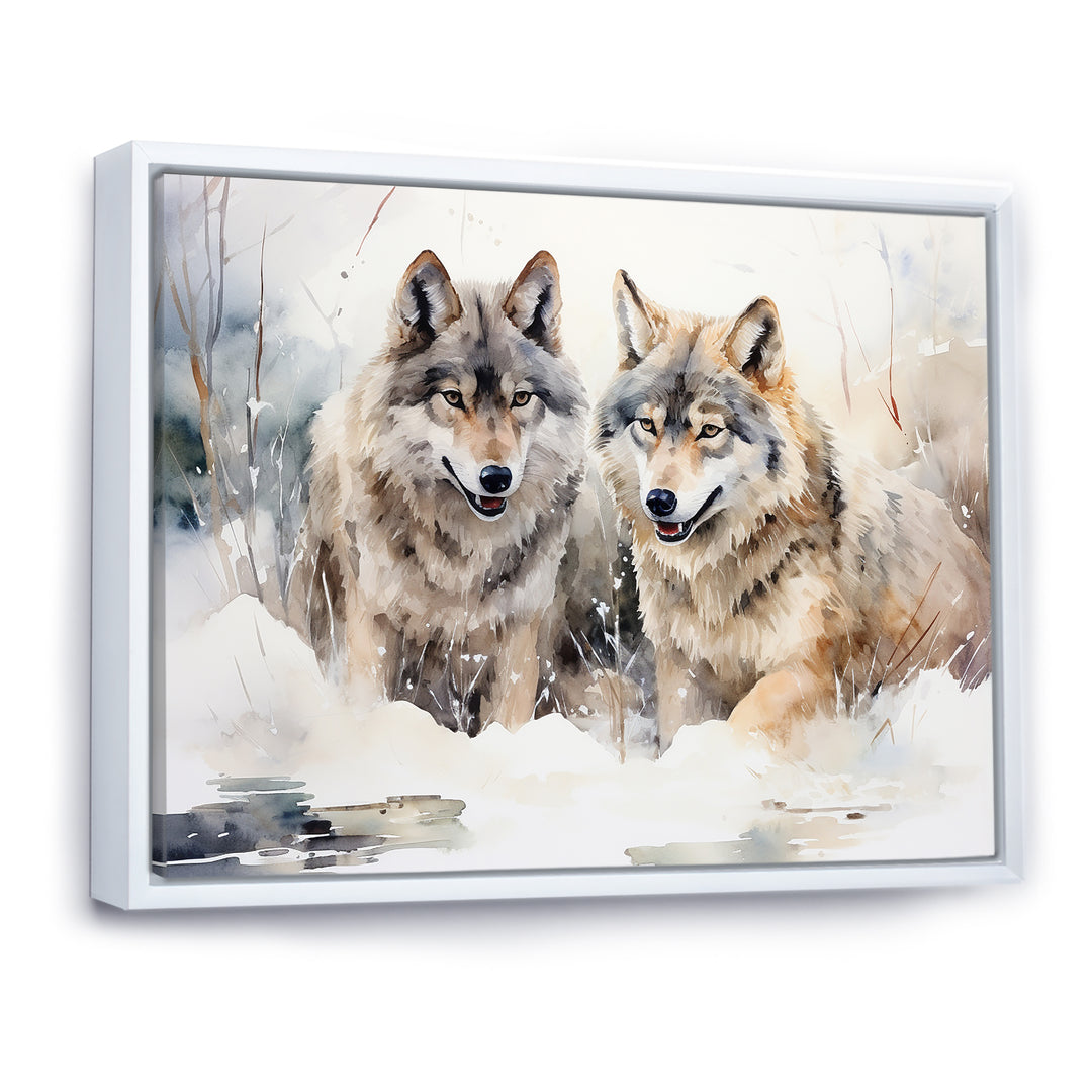 Forest Wolves in winter landscape - Wolf Canvas Wall Art