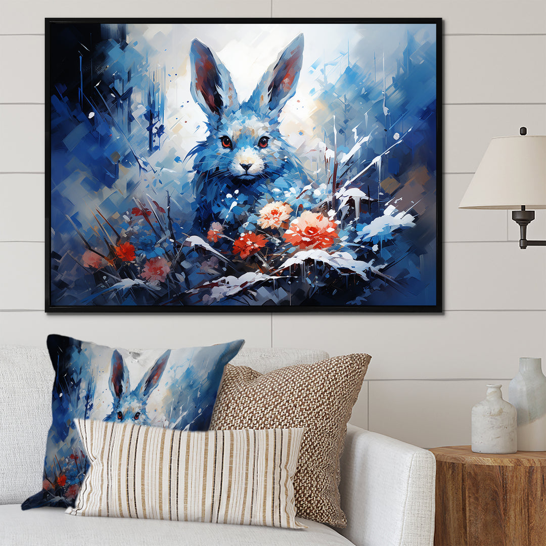 Blue Rabbit winter Solitude - Rabbit Wall Decor
