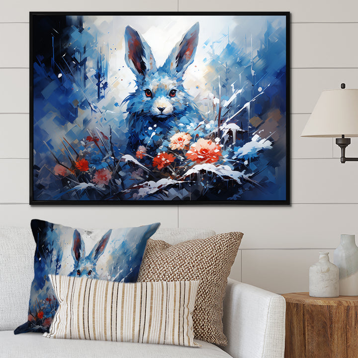 Blue Rabbit winter Solitude - Rabbit Wall Decor