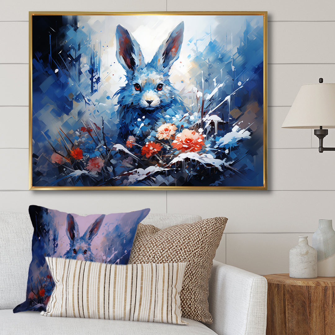 Blue Rabbit winter Solitude - Rabbit Wall Decor