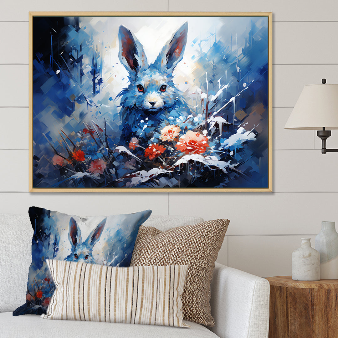 Blue Rabbit winter Solitude - Rabbit Wall Decor