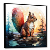 Cute squirrel in Forest - Squirrel Framed Canvas Art