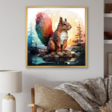 Cute squirrel in Forest - Squirrel Framed Canvas Art