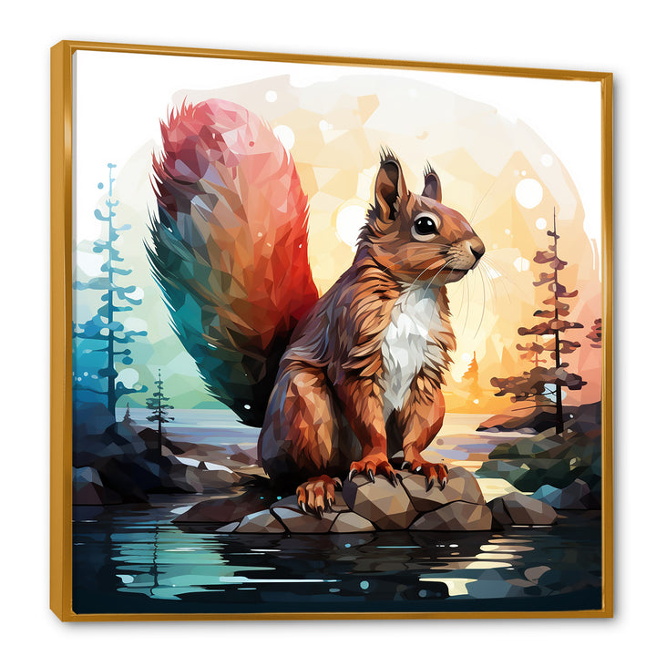 Cute squirrel in Forest - Squirrel Framed Canvas Art