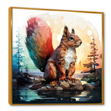 Cute squirrel in Forest - Squirrel Framed Canvas Art