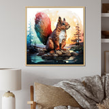 Cute squirrel in Forest - Squirrel Framed Canvas Art