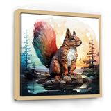 Cute squirrel in Forest - Squirrel Framed Canvas Art