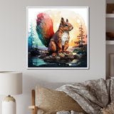 Cute squirrel in Forest - Squirrel Framed Canvas Art