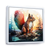 Cute squirrel in Forest - Squirrel Framed Canvas Art
