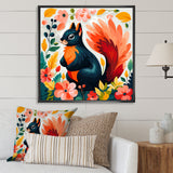 Blue and orange Forest Squirrel - Squirrel Living Room Wall Art