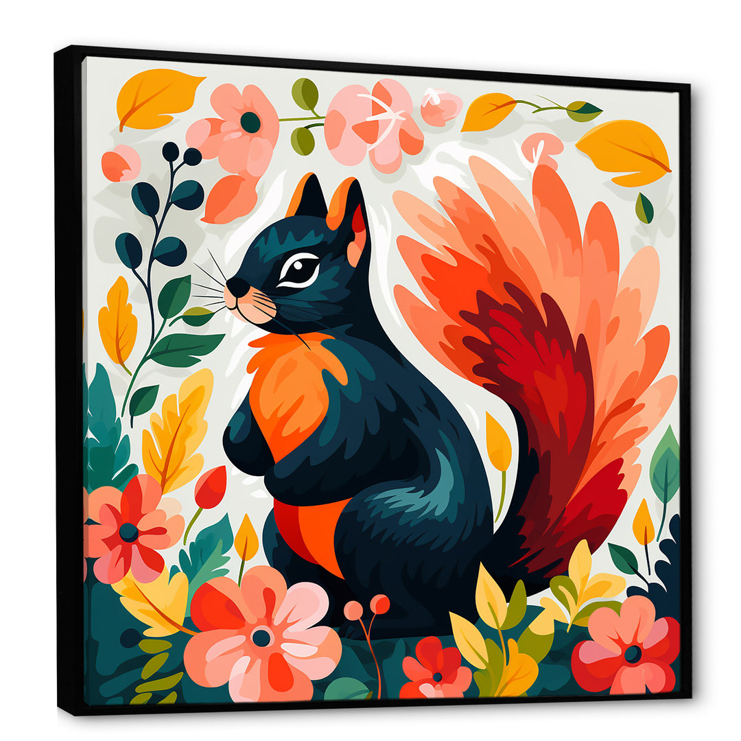 Blue and orange Forest Squirrel - Squirrel Living Room Wall Art