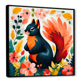 Blue and orange Forest Squirrel - Squirrel Living Room Wall Art