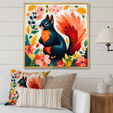 Blue and orange Forest Squirrel - Squirrel Living Room Wall Art