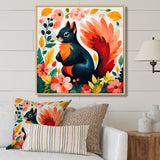 Blue and orange Forest Squirrel - Squirrel Living Room Wall Art