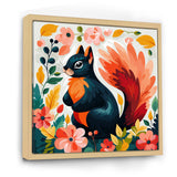 Blue and orange Forest Squirrel - Squirrel Living Room Wall Art
