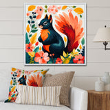 Blue and orange Forest Squirrel - Squirrel Living Room Wall Art