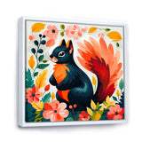Blue and orange Forest Squirrel - Squirrel Living Room Wall Art