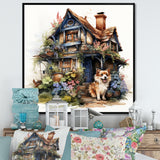Corgi doghouse blooms - Dog Canvas Wall Art