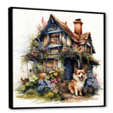Corgi doghouse blooms - Dog Canvas Wall Art