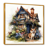 Corgi doghouse blooms - Dog Canvas Wall Art