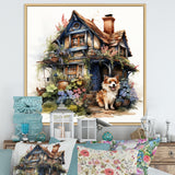 Corgi doghouse blooms - Dog Canvas Wall Art