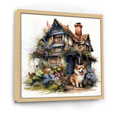 Corgi doghouse blooms - Dog Canvas Wall Art