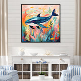 Colorful whale underwater majesty - Green Whale Wall Art