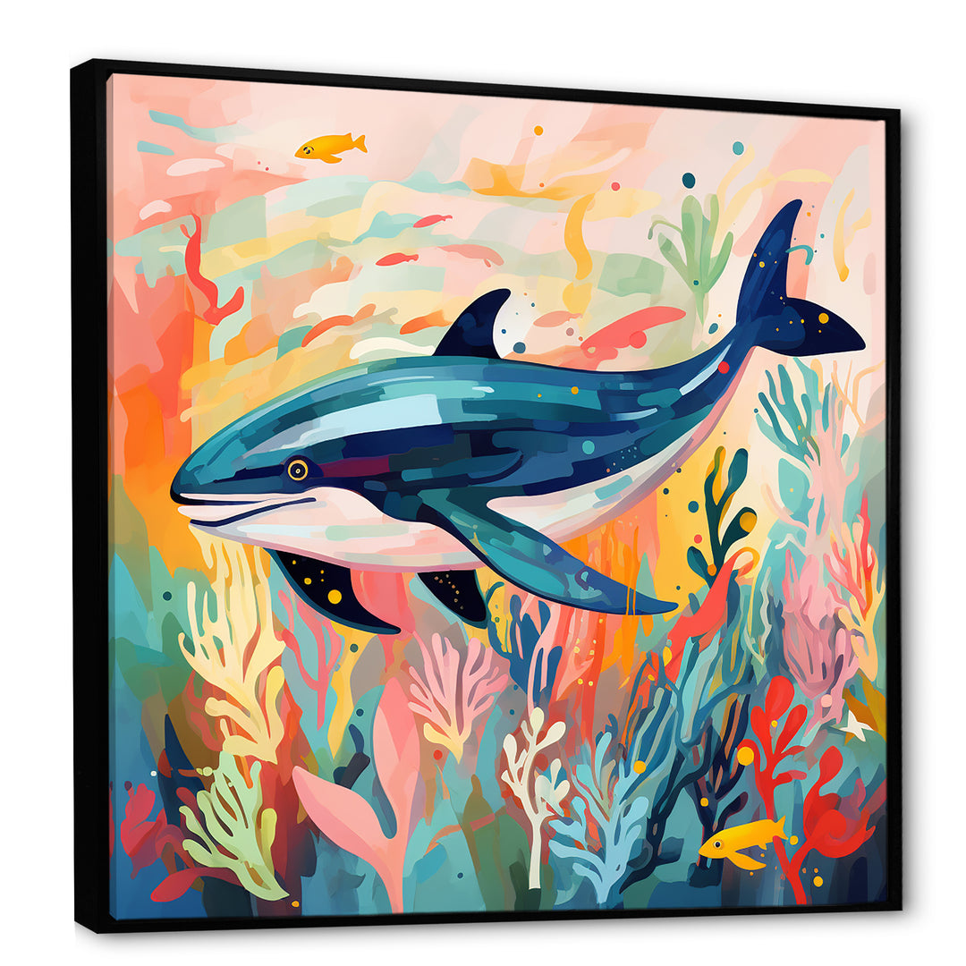 Colorful whale underwater majesty - Green Whale Wall Art