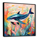 Colorful whale underwater majesty - Green Whale Wall Art