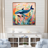 Colorful whale underwater majesty - Green Whale Wall Art