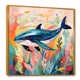 Colorful whale underwater majesty - Green Whale Wall Art