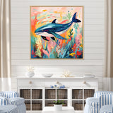 Colorful whale underwater majesty - Green Whale Wall Art