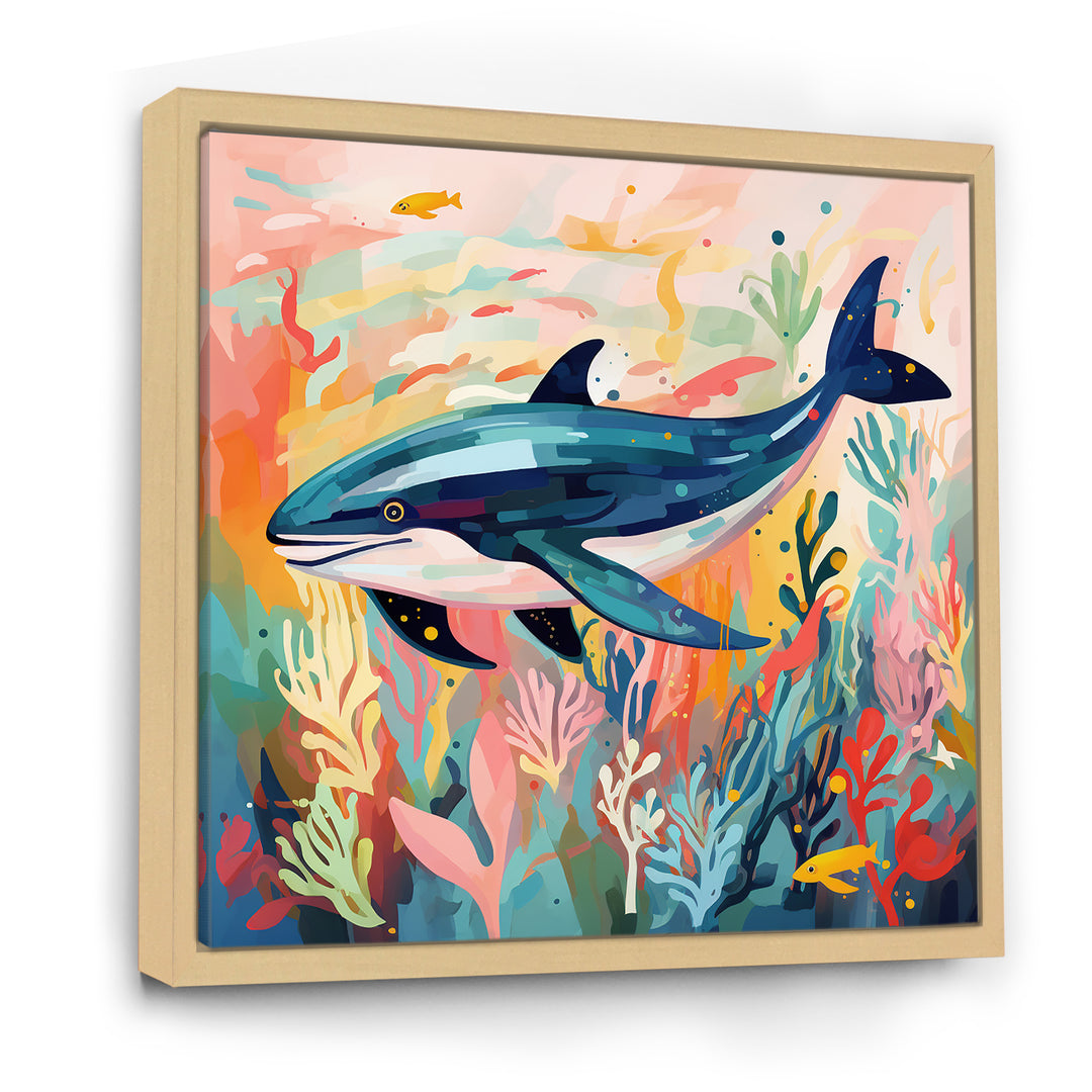Colorful whale underwater majesty - Green Whale Wall Art