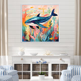 Colorful whale underwater majesty - Green Whale Wall Art