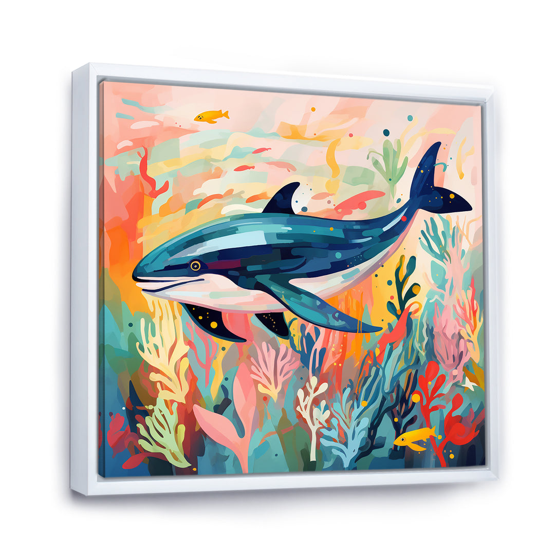 Colorful whale underwater majesty - Green Whale Wall Art