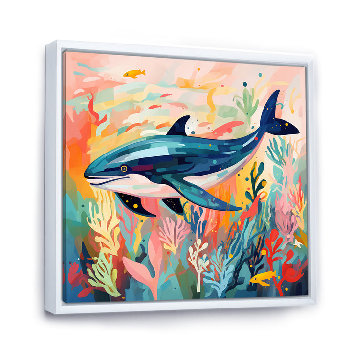 Colorful whale underwater majesty - Green Whale Wall Art
